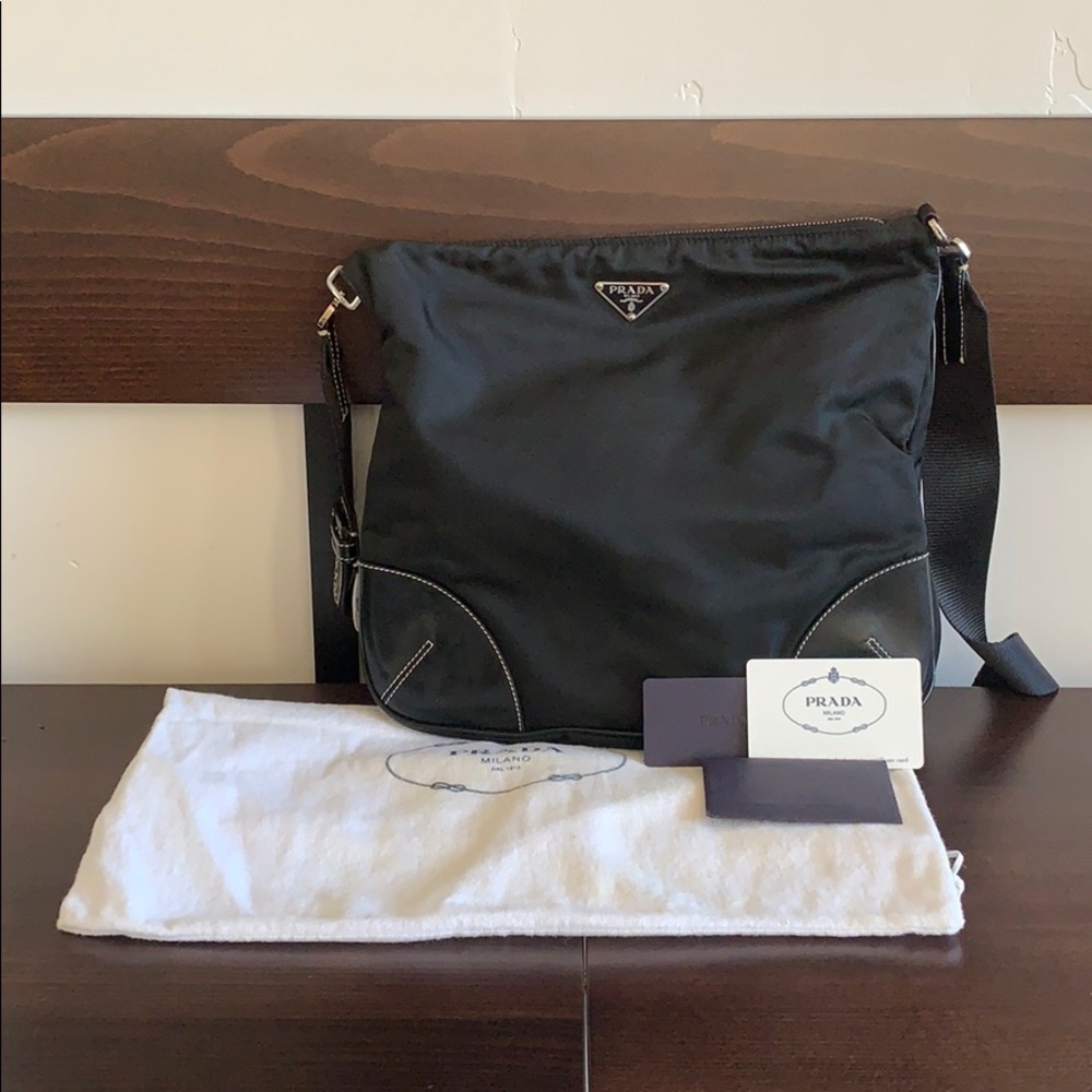 Authentic Prada Black Tessuto Nylon Crossbody Bag - image 1